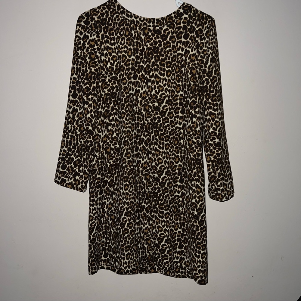 J.Crew Leopard Print Long Sleeve Mini Dress Chic Animal Pattern Cocktail Party 2